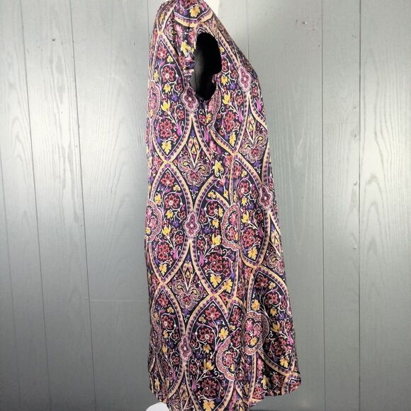 J McLaughlin Swing Dress XS Red Silk Estate Garden Wedding Guest Short Paisley - Picture 11 of 16